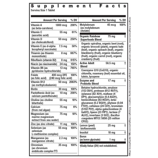 Version 1.0.0 Tabletas multivitamínicas Rainbow Light para adultos