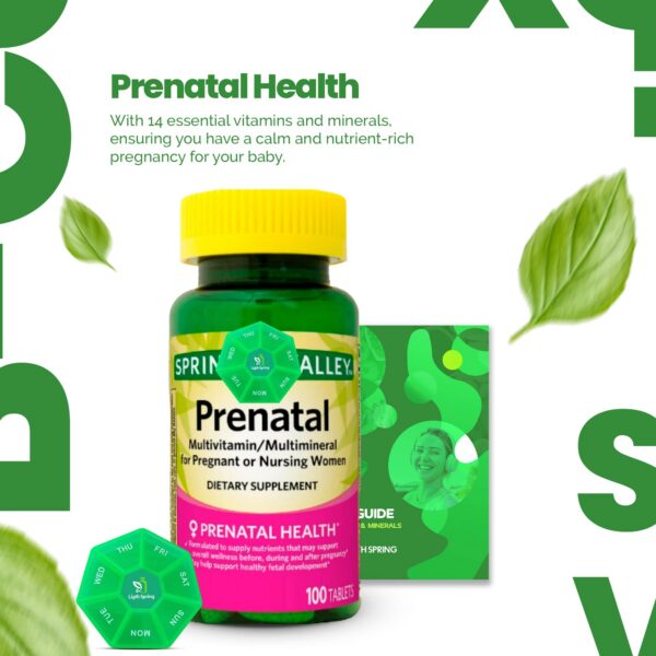 Tabletas multivitamínico prenatal LightSpring para embarazo