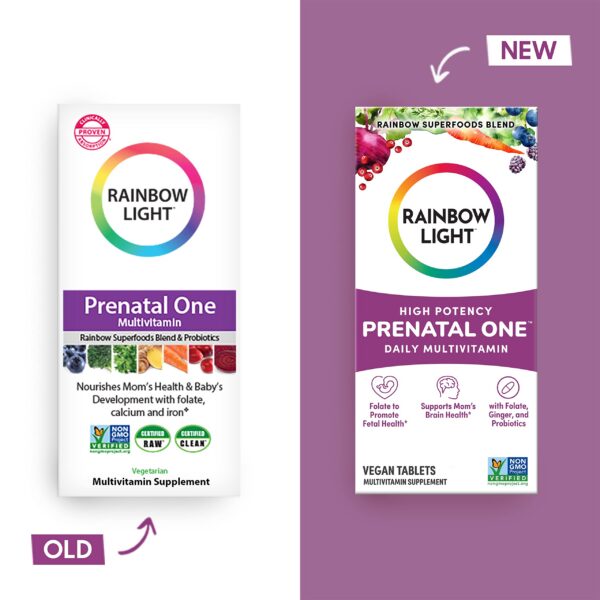 Tabletas multivitamínico prenatal Rainbow Light vegano 30 unidades