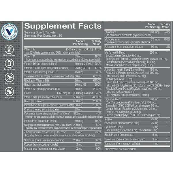 Tabletas multivitamínico Ultimate Man hombres Vitamin Shoppe