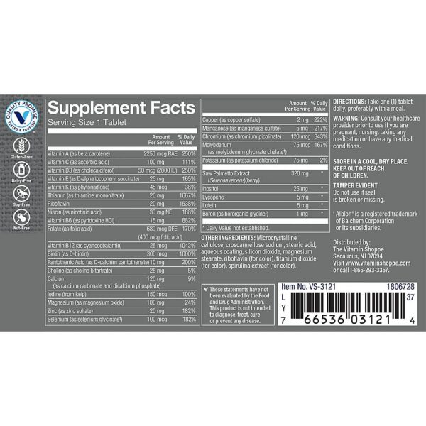 Tabletas multivitamínico The Vitamin Shoppe One Daily para hombres