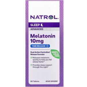 Tabletas Natrol Melatonina máxima potencia 10 mg caja frontal