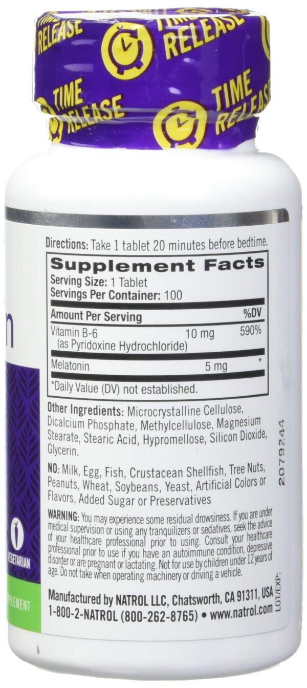 Tabletas Natrol melatonina veganas con liberación prolongada