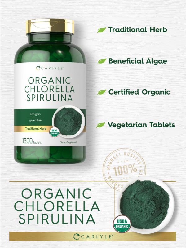 Tabletas naturales sin conservadores ni OGM Carlyle chlorella spirulina