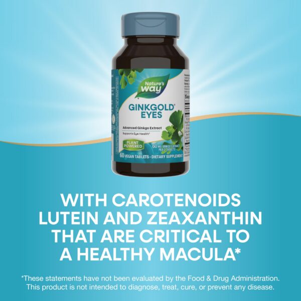 Tabletas Nature's Way Ginkgold Eyes sin gluten y veganas