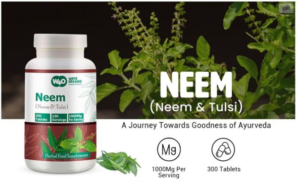 Tabletass naturales Neem y Tulsi vegetales sin aditivos