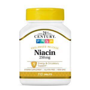 Tabletas de niacina 21st Century 250 mg frente