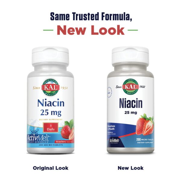 Version 1.0.0 Tabletas niacina Kal 25 mg suplemento dietético fresa