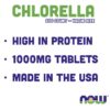 Tabletas Now Chlorella ingredientes naturales y vitaminas