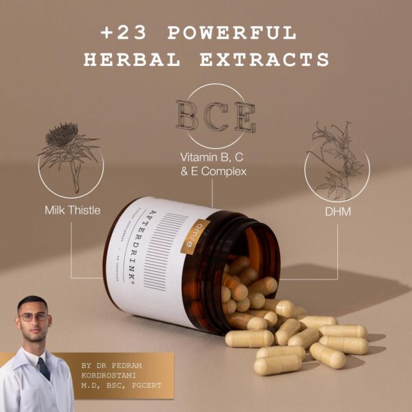 Tabletas OMRE AfterDrink Restore para cuidado hepático