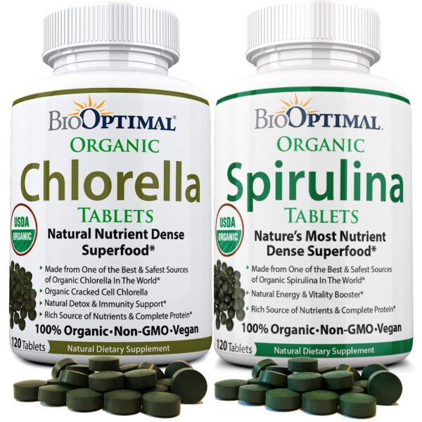 Tabletas orgánicas BioOptimal de chlorella para energía e inmunidad