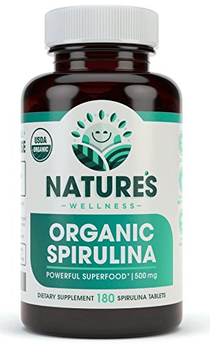 Tabletas orgánicas de espirulina USDA envase 180 cápsulas