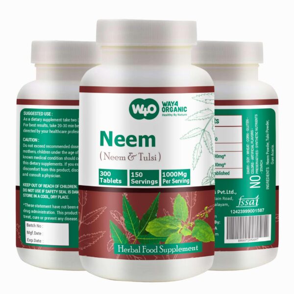 Tabletas orgánicas Neem Tulsi 300 pastillas WAY 4 ORGANIC W4O