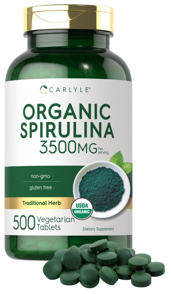 Tabletas orgánicas de spirulina Carlyle envase frontal
