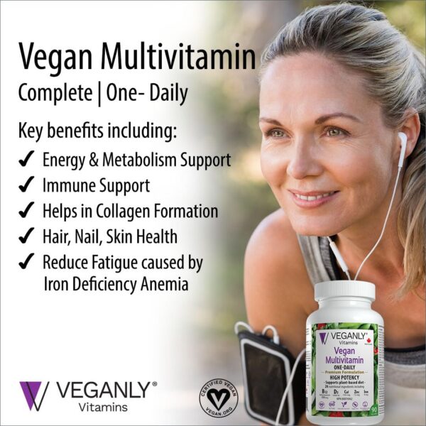 Tabletas ovaladas VEGANLY multivitamínico vegano B12 y D3