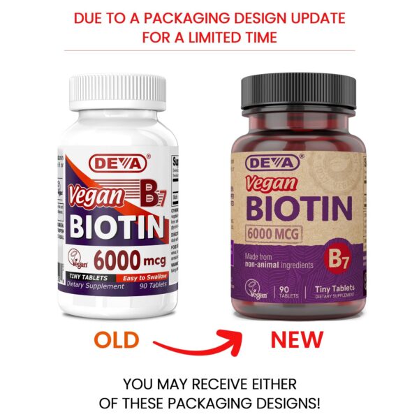 Tabletas pequeñas del suplemento biotina DEVA 6000 mcg