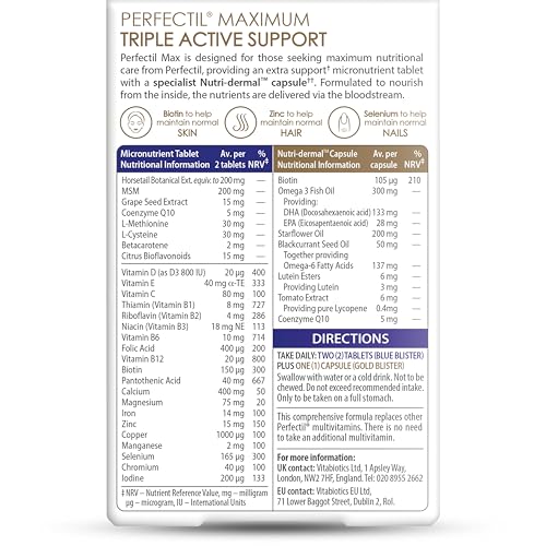 Tabletas Perfectil Max para salud de piel y cabello