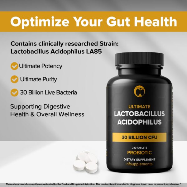 Tabletas probióticas lactobacillus acidophilus.