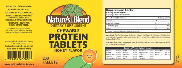 Tabletas de proteína masticables sabor miel Nature's Blend