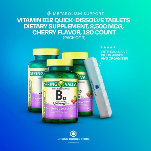 Tabletas sabor cereza vitamina B12 rápida disolución Spring Valley