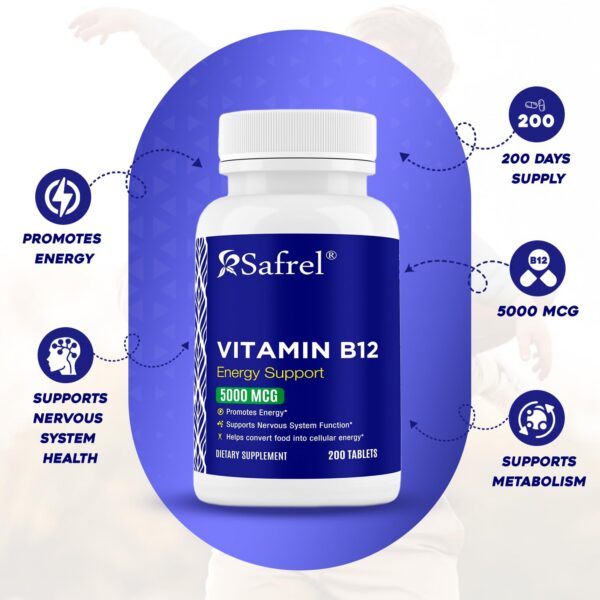 Tabletas Safrel vitamina B12 para metabolismo y energía