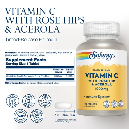 Tabletas SOLARAY Vitamina C 1000 mg con rosa mosqueta