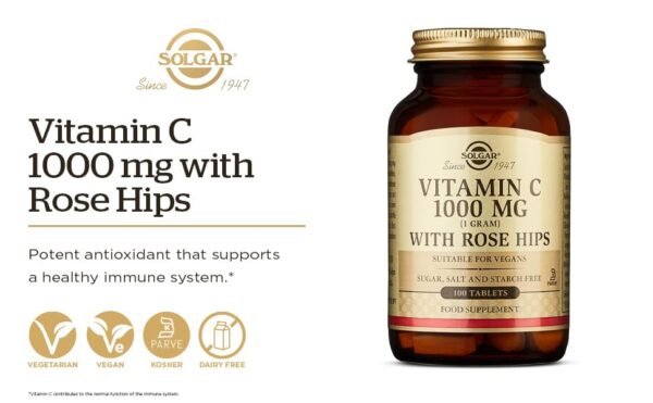 Tabletas Solgar vitamina c 1500 mg con rosa mosqueta
