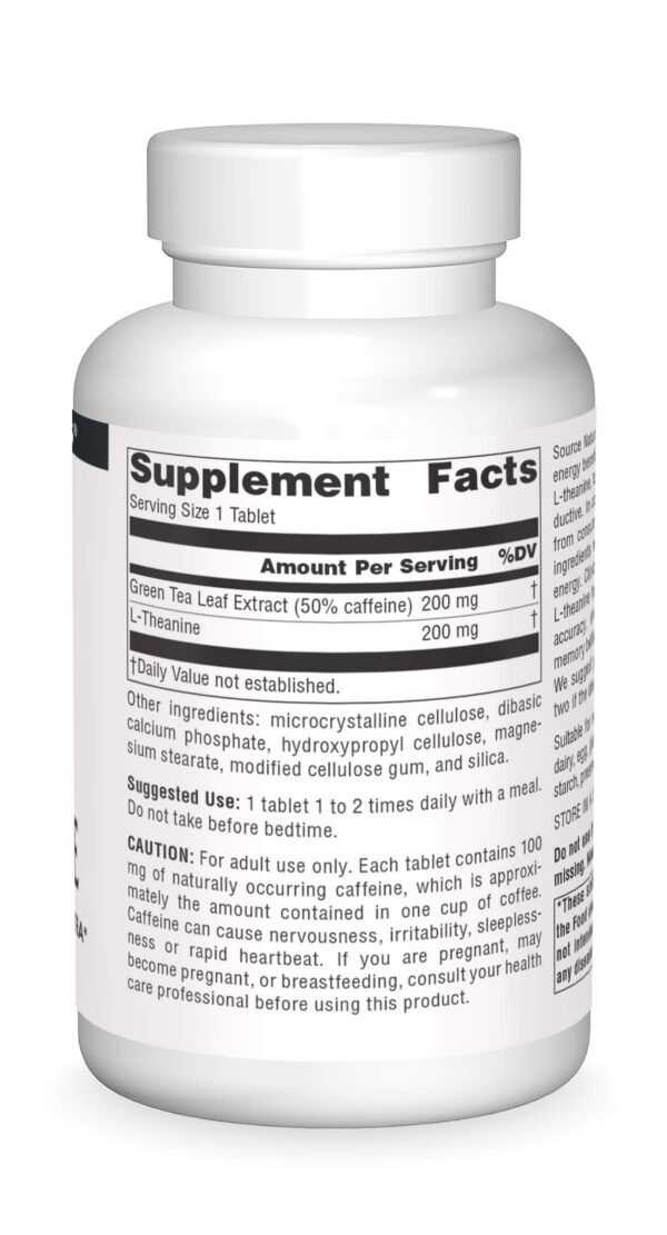 Version 1.0.0 Tabletas Source Naturals cafeína con l-teanina detalle