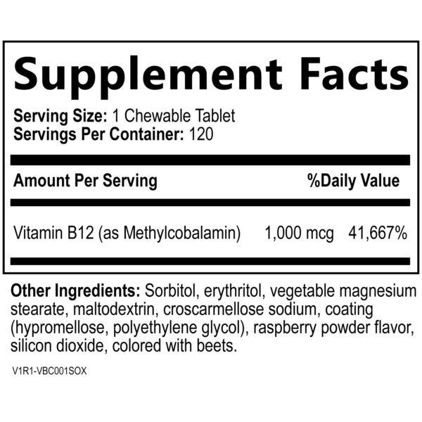 Tabletas sublinguales Built by Nature Vitamina B12 sabor berry