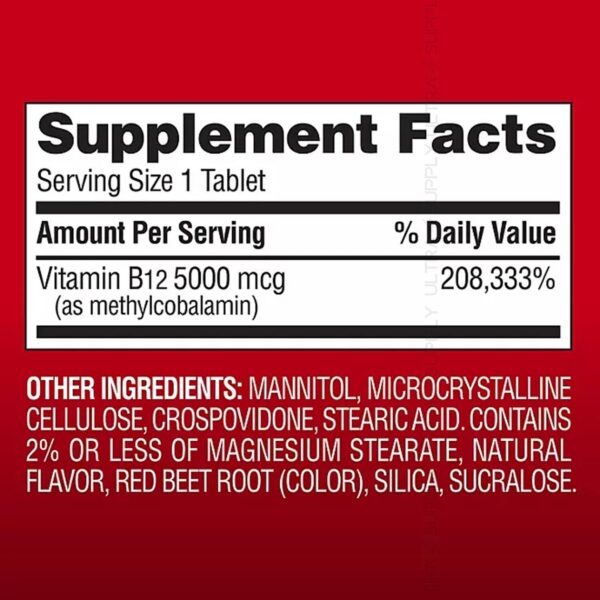 Tabletas sublinguales vitamina b12 rápida disolución 5000 mcg