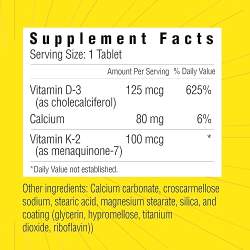 Tabletas Sunshine vitamina D3 y K2 para huesos y músculos