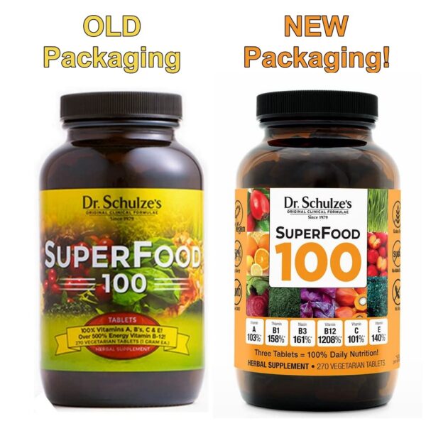 Tabletas Superfood 100 Dr. Schulze mostradas