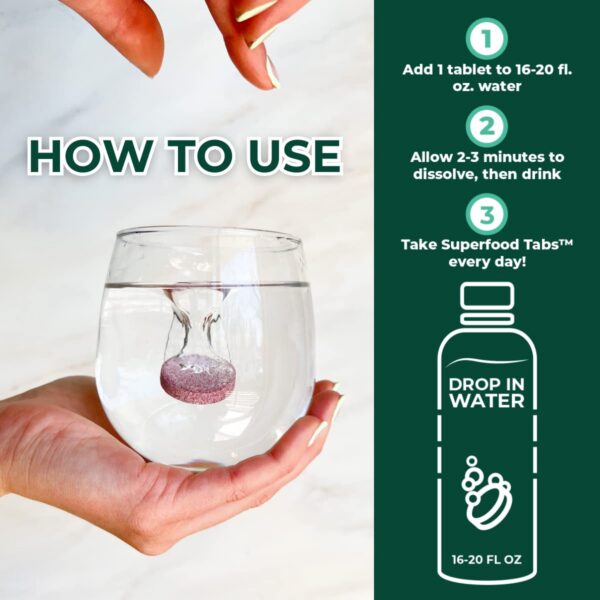 Tabletas Superfood Tabs mezcla berry vista lateral delgado