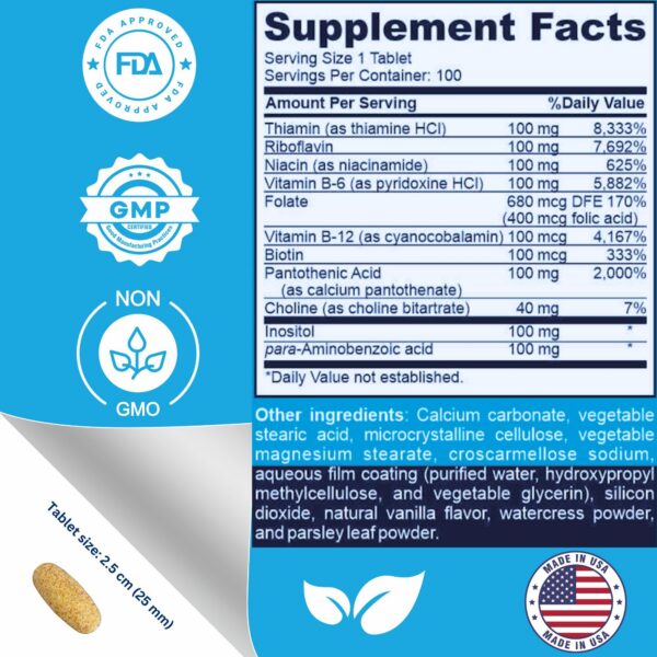 tabletas suplemento complejo b100 vitaminas b liquidpackpro