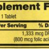 Tabletas suplemento folato Spring Valley 1,333 mcg