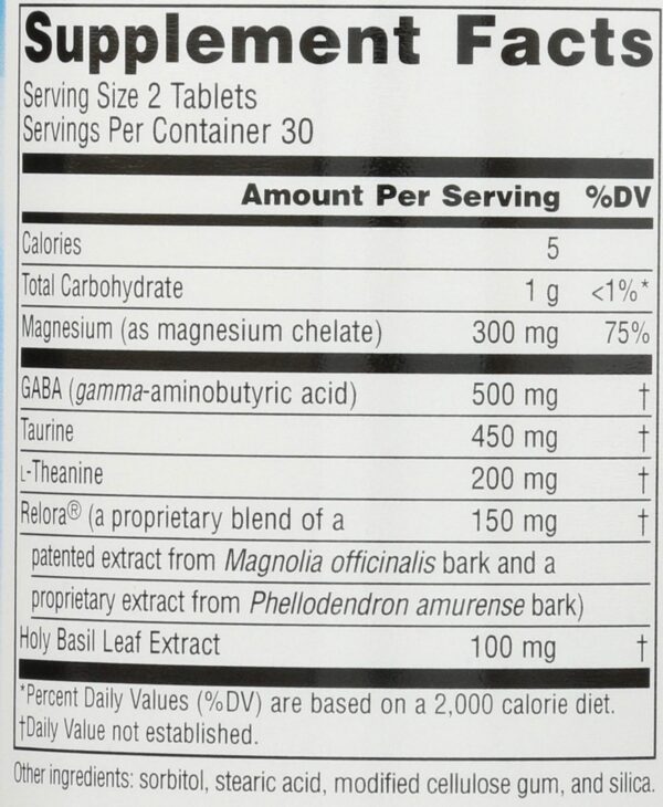 Tabletas suplemento natural Theanine Serene con Relora