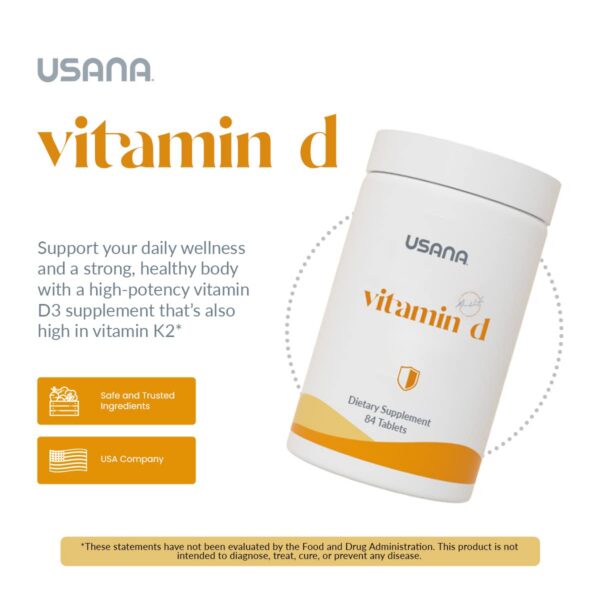 Tabletas suplemento USANA vitamina d2,000 ui para salud inmunológica