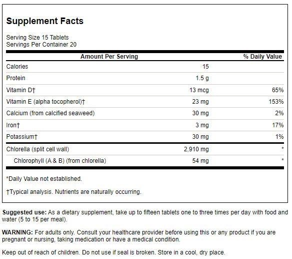 Tabletas Swanson Chlorella 194 mg muestra cercana