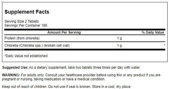 Tabletas Swanson Chlorella 500 mg paquete 360 unidades