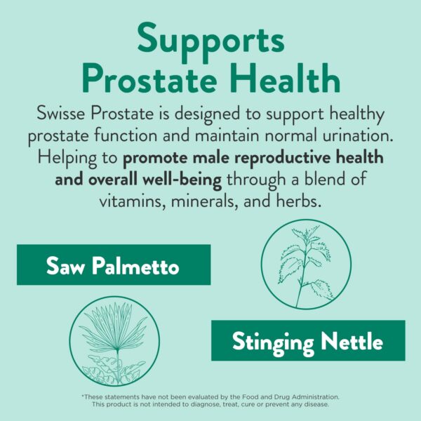 Tabletas Swisse Saw Palmetto apoyo a la próstata y bienestar