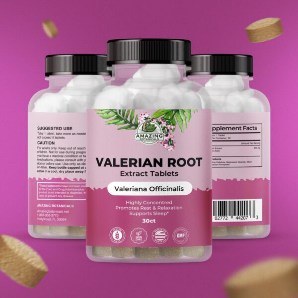 Tabletas valeriana para calma y estrés Amazing Botanicals 30 unidades