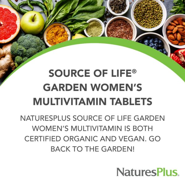 Tabletas veganas multivitamínico orgánico para mujeres Natures Plus