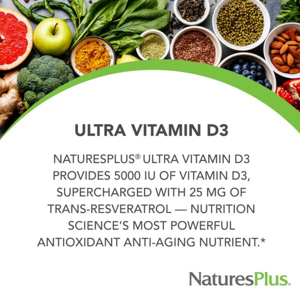 Tabletas veganas vitamina D3 Natures Plus 5000 UI