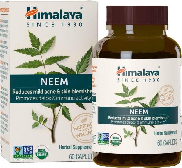 Tabletas vegetales orgánicas neem Himalaya frasco y paquete