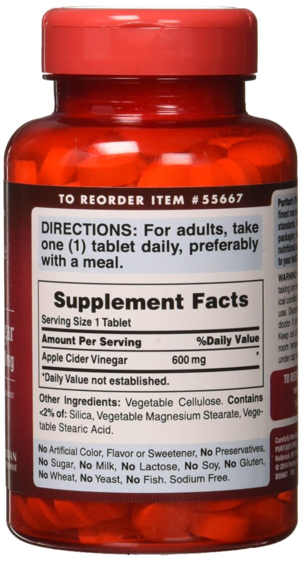 Tabletas de vinagre de sidra de manzana 600 mg vegetarianas