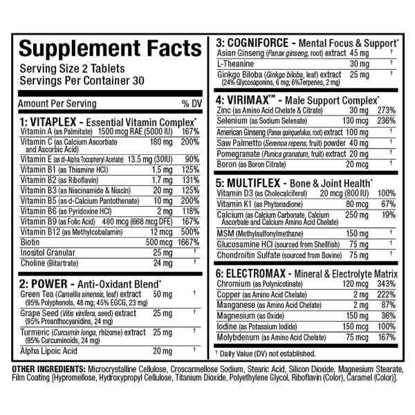 Tabletas de Vitaform para salud masculina