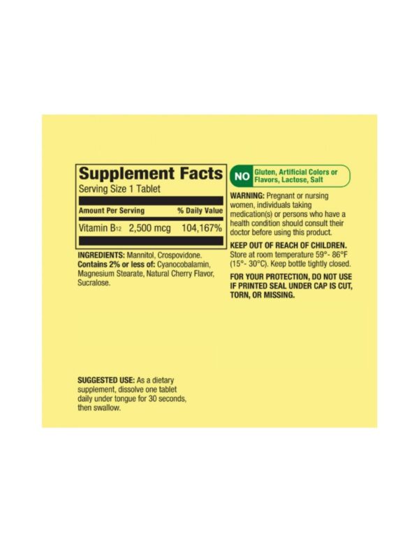 Tabletas de vitamina B12 disolución rápida sabor cereza