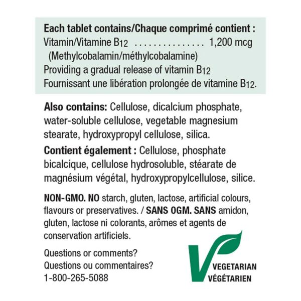 Tabletas de vitamina B12 Jamieson para energía