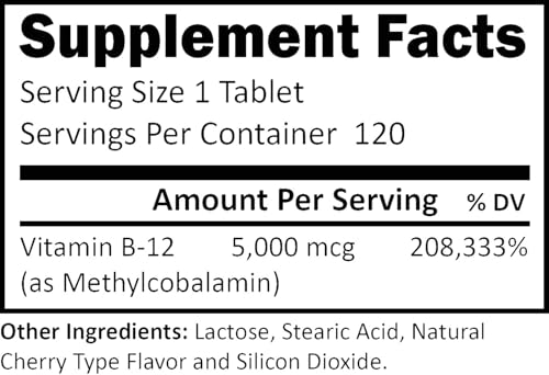 Tabletas vitamina B-12 R-Garden sabor cereza 120 unidades