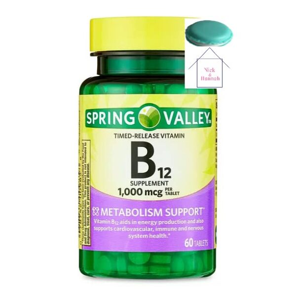 Tabletas de vitamina B-12 Spring Valley 1000 mcg.